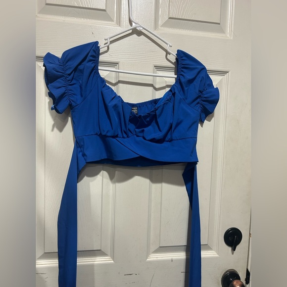 SHEIN blue off the shoulder shirt w matching skirt with ruffles Size S #party - Picture 5 of 8